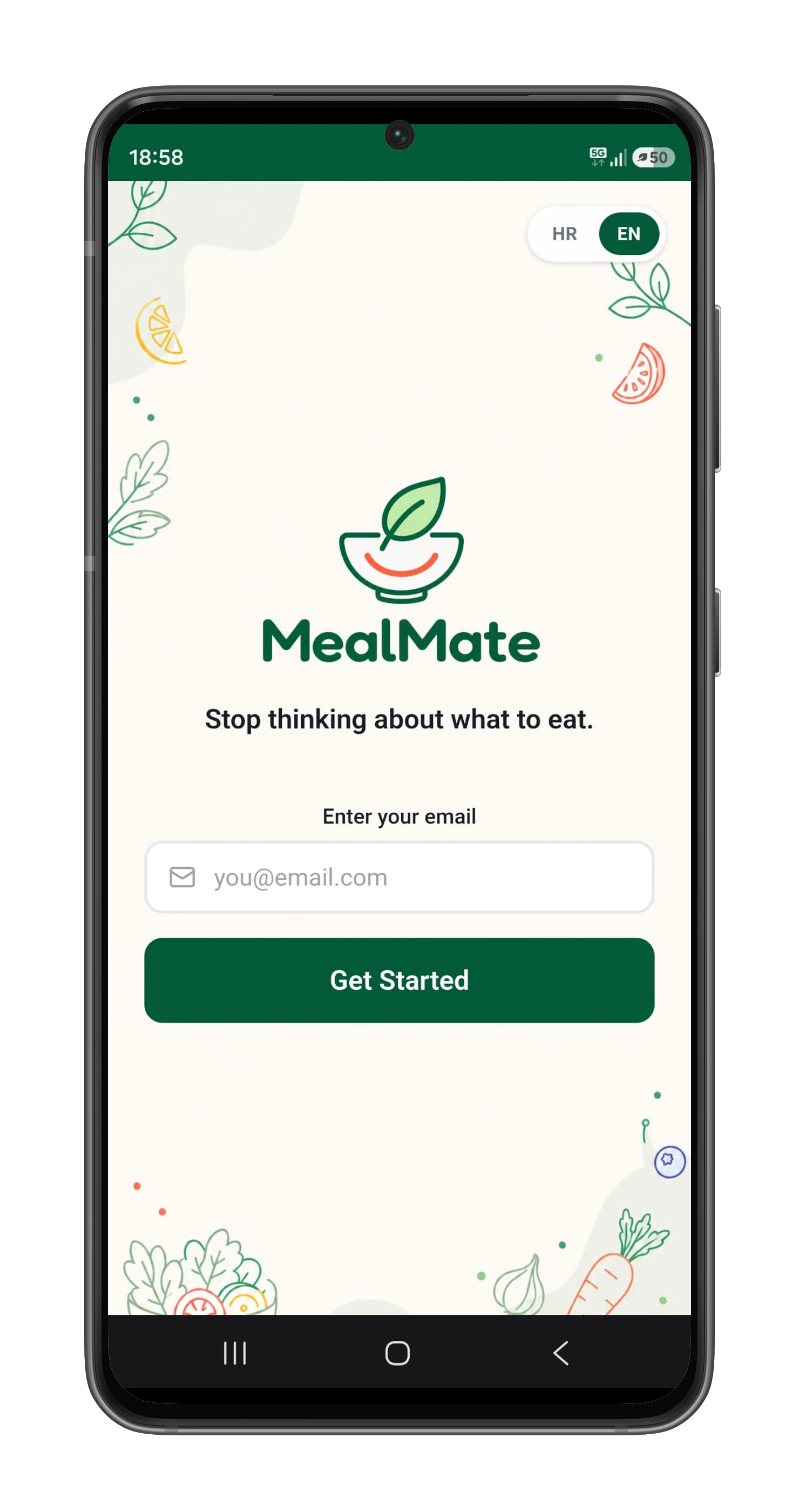 MealMate weekly household meal plan shown on a phone screen